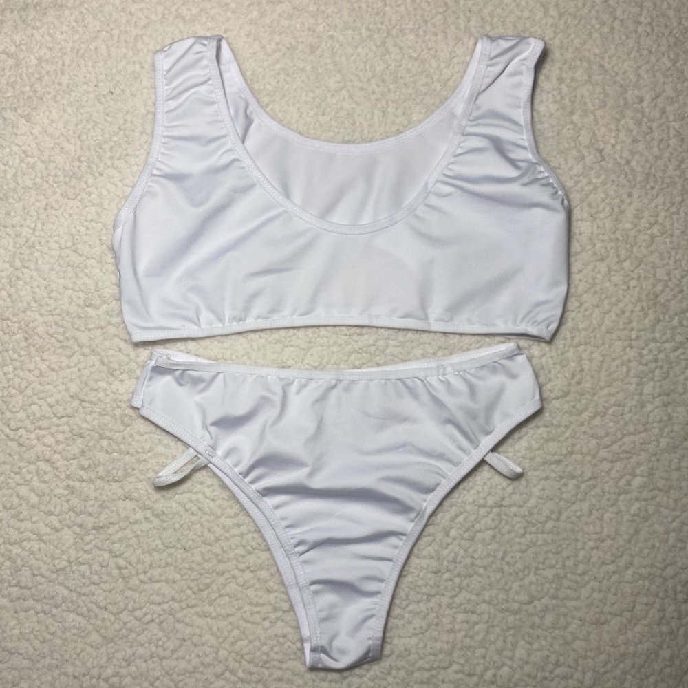 Hollow Out Two Piece White Bikini Size Medium - Picture 5 of 5